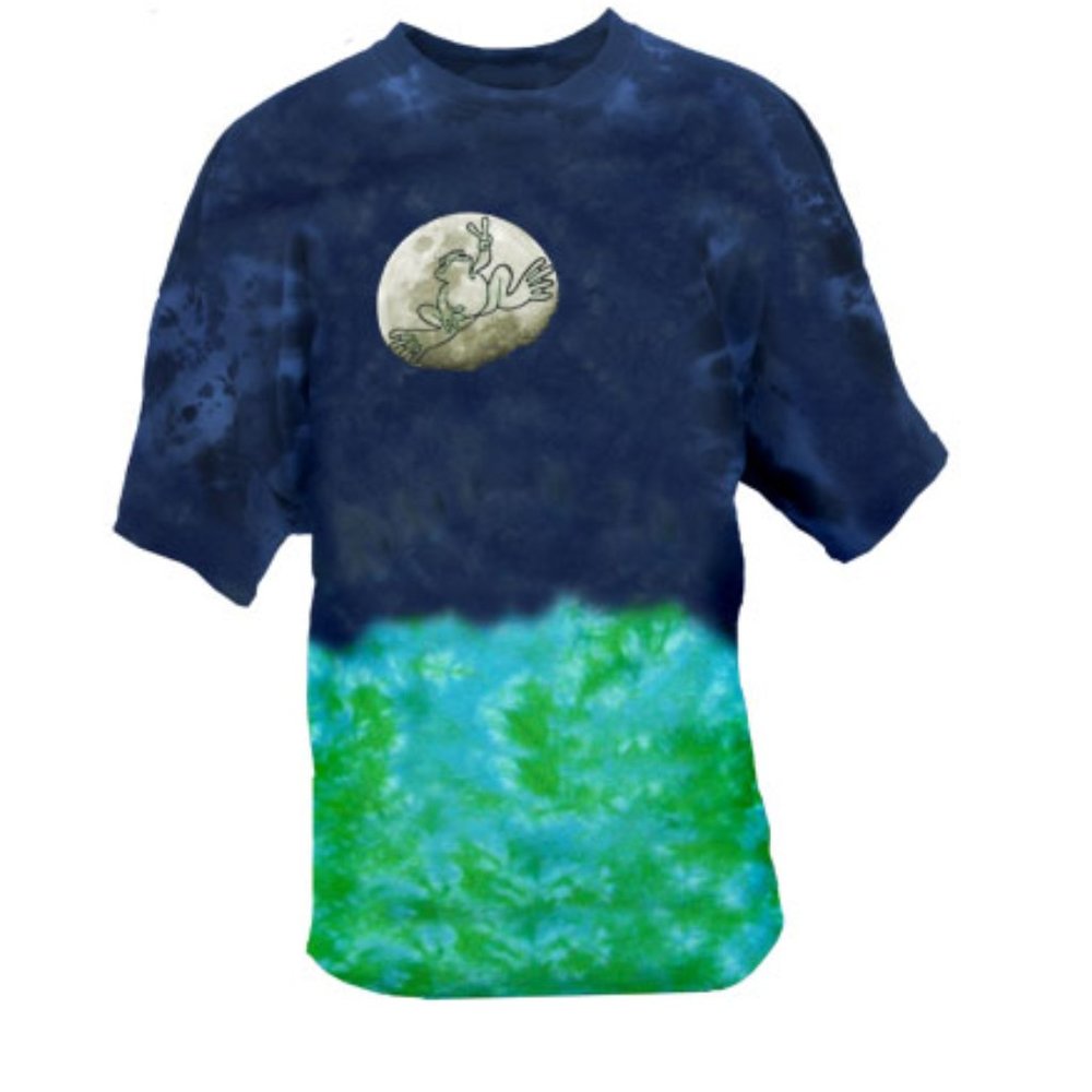 Peace Frogs "Moon" Tie Dye T-Shirt Hippie NWOT